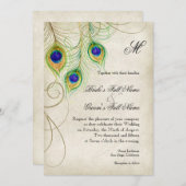 Peacock Feathers Weddenschap Kaart (Voorkant / Achterkant)