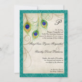 Peacock Feathers Weddenschap Kaart (Voorkant)
