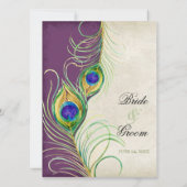 Peacock Feathers Weddenschap Kaart (Achterkant)