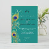 Peacock Feathers Weddenschap Kaart (Staand voorkant)