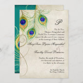 Peacock Feathers Weddenschap Kaart (Voorkant / Achterkant)