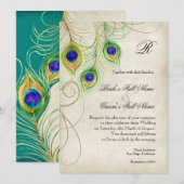 Peacock Feathers Weddenschap Kaart (Voorkant / Achterkant)