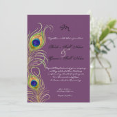 Peacock Feathers Weddenschap Kaart (Staand voorkant)