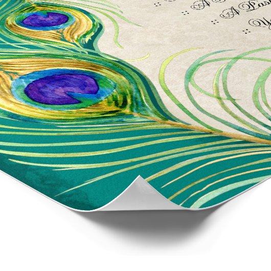 Peacock Feathers Weddenschappen Ontvangteken Poster (Hoek)