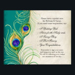 Peacock Feathers Weddenschappen Ontvangteken Poster<br><div class="desc">OPMERKING: dit teken is ontworpen om te worden omhuld in een lijst met paling om op een receptietabel te staan, of u kunt het lamineren om het kernbord te schuimen en een kartonnen doos te gebruiken om het te maken. COLOR PALETTE: blauwgroen blauw groen, koninklijk blauw, paars goud, room en...</div>