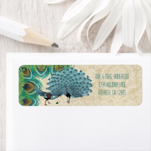 Peacock Feathers Wedding Etiket (Insitu)