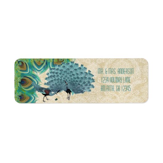  Peacock Feathers Wedding Etiket (Voorkant)