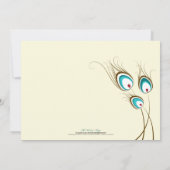 Peacock Feathers Wedding Invitation (aqua) Kaart (Achterkant)