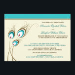Peacock Feathers Wedding Invitation (aqua) Kaart<br><div class="desc">** Dit ontwerp is gemaakt met de basispapierafwerking. Ik adviseer zeer selecterend de Linen of de Smeltafwerking. De basis blijkt glanzend te zijn. ** Beschikbaar in veel verschillende kleuren (zie onderstaande links). Als u een ander kleurenschema nodig hebt dat niet in mijn winkeltje wordt getoond, voel me vrij om me...</div>
