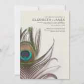 Peacock Feathers Wedding Invitations Kaart (Voorkant)