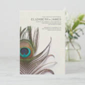 Peacock Feathers Wedding Invitations Kaart (Staand voorkant)