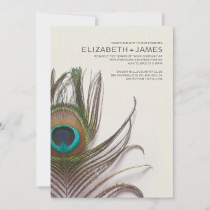 Peacock Feathers Wedding Invitations Kaart