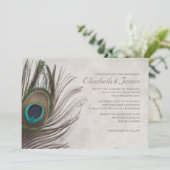 Peacock Feathers Wedding Invitations Kaart (Staand voorkant)