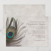 Peacock Feathers Wedding Invitations Kaart (Voorkant / Achterkant)