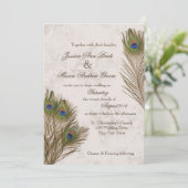 Peacock Feathers Wedding Kaart (Staand voorkant)