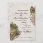 Peacock Feathers Wedding Kaart (Voorkant / Achterkant)