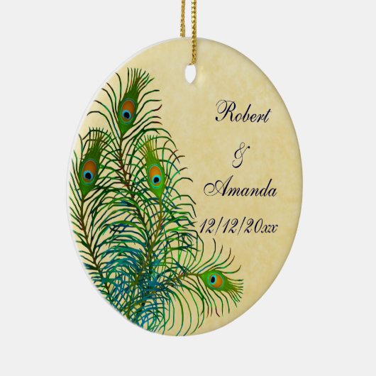 Peacock Feathers  Wedding Ornament (Rechts)