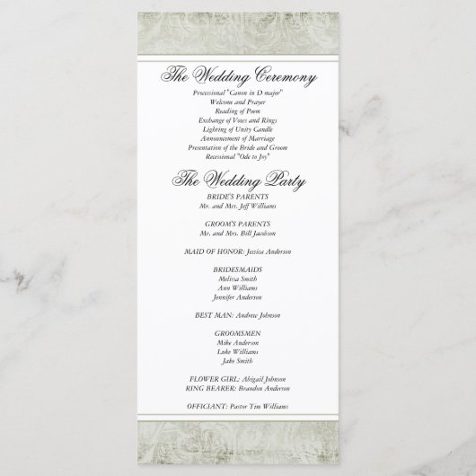 Peacock Feathers Wedding Program Programmakaart (Achterkant)