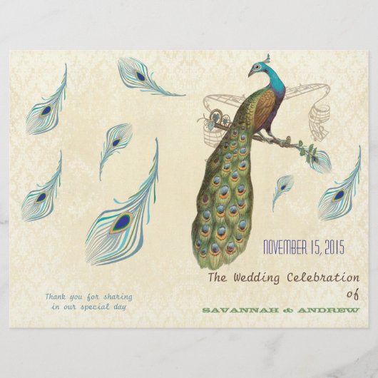 Peacock Feathers Wedding Programme (Voorkant)