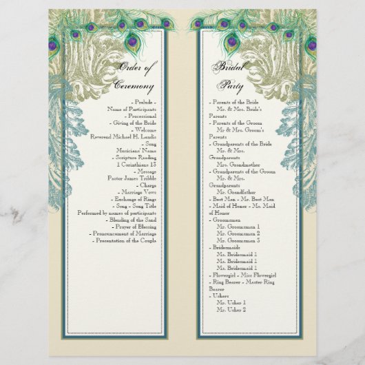  Peacock, Feathers - Wedding Programme (Achterkant)
