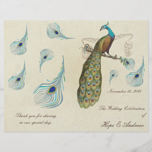 Peacock Feathers Wedding Programme (Voorkant)