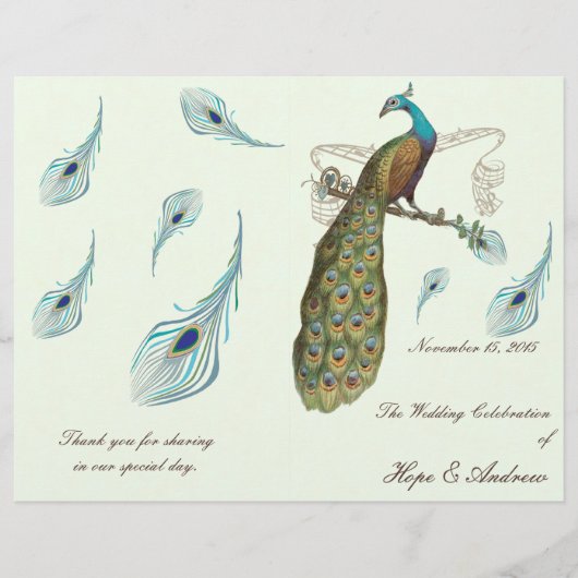 Peacock Feathers Wedding Programme (Voorkant)