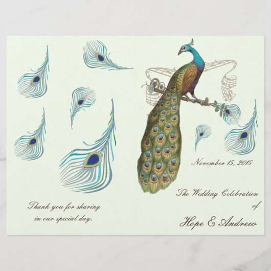 Peacock Feathers Wedding Programme (Voorkant)