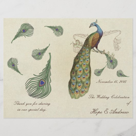 Peacock Feathers Wedding Programme (Voorkant)