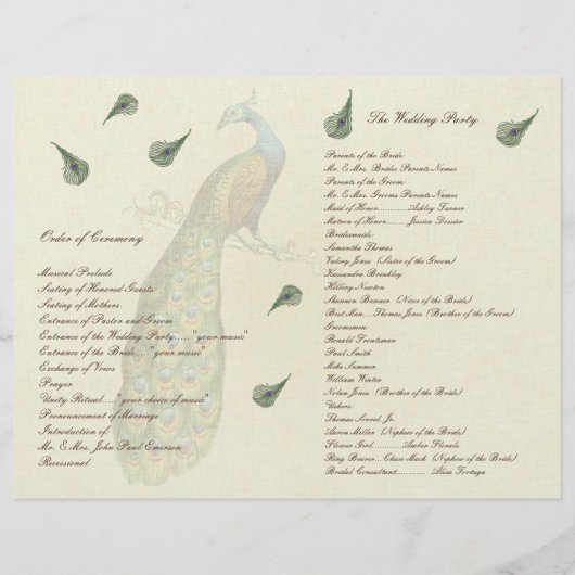 Peacock Feathers Wedding Programme (Achterkant)