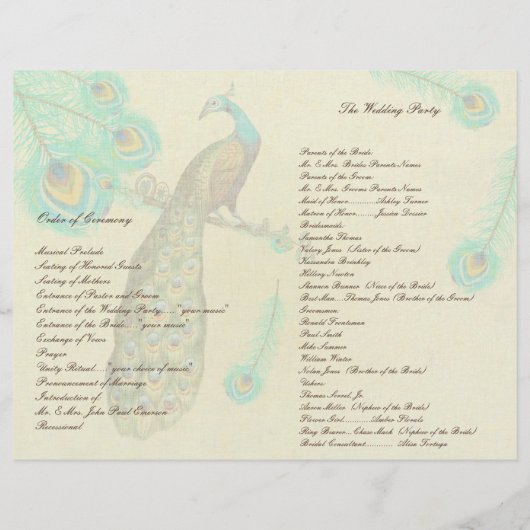 Peacock Feathers Wedding Programme 2 (Achterkant)