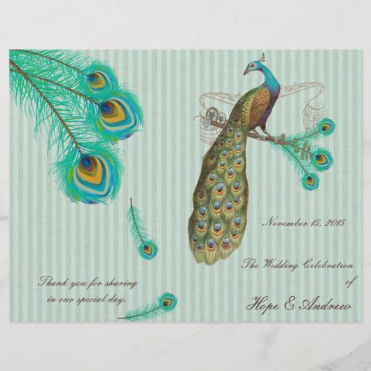 Peacock Feathers Wedding Programme 2 (Voorkant)