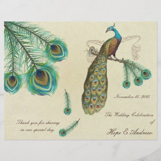 Peacock Feathers Wedding Programme 2 (Voorkant)