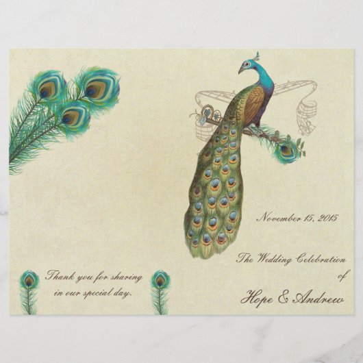 Peacock Feathers Wedding Programme 3 (Voorkant)