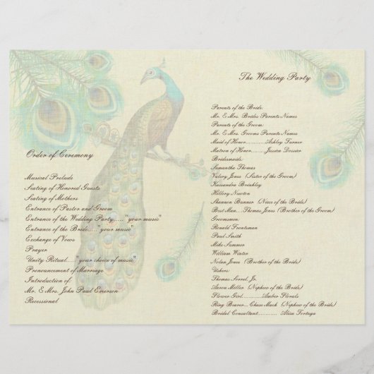 Peacock Feathers Wedding Programme 3 (Achterkant)