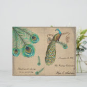 Peacock Feathers Wedding Programme Burnt Edges (Staand voorkant)