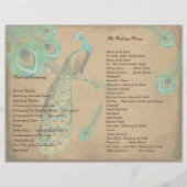 Peacock Feathers Wedding Programme Burnt Edges (Achterkant)
