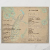 Peacock Feathers Wedding Programme Burnt Edges (Achterkant)