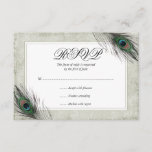 Peacock Feathers Wedding RSVP<br><div class="desc">Een mooi ontwerp met twee vredestroekveren accentueren deze elegante trouwreactiekaart. Peacockveren zijn bedrukt — NIET WERKELIJKE VEREN.</div>