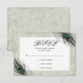  Peacock Feathers Wedding RSVP Kaartje (Voorkant / Achterkant)