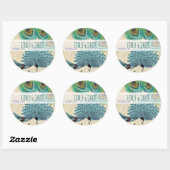 Peacock Feathers Wedding Seal Ronde Sticker (Vel)