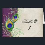 Peacock Feathers Wedingstabel Tent Card<br><div class="desc">Dit is een hedendaagse, verfijnde tafelnummertentaart. Ik heb dit opgesteld zodat u in uw lijst # kunt typen en hen tegelijkertijd één kaart opdracht geven. Ook heb ik ze zo opgezet dat je ze kunt gebruiken zoals ze getoond worden, wat je een minimale afdrukruimte aan de achterkant geeft, of ze...</div>