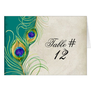 Peacock Feathers Wedingstabel Tent Card