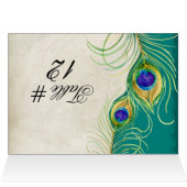 Peacock Feathers Wedingstabel Tent Card (Binnen Horizontaal (Boven))