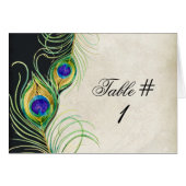 Peacock Feathers Wedingstabel Tent Card (Voorkant Horizontaal)