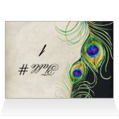 Peacock Feathers Wedingstabel Tent Card (Binnen Horizontaal (Boven))