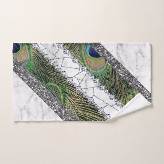 Peacock Feathers Wild Bird Marble Handdoek (Handdoek)