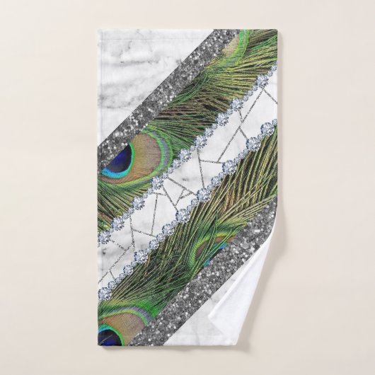 Peacock Feathers Wild Bird Marble Handdoek (Handdoek)