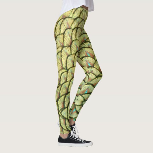 Peacock Feathers Yellow Pattern Legging (Rechts)