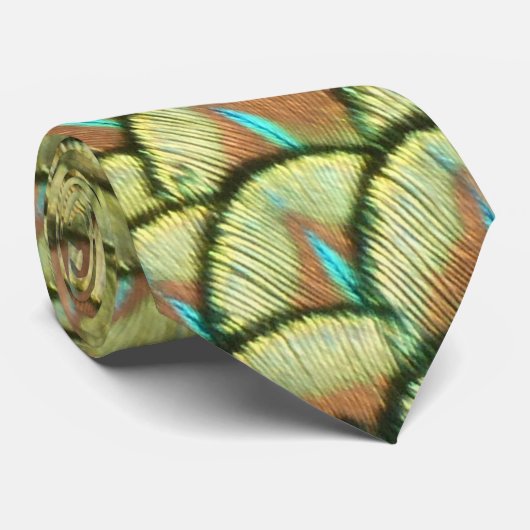 Peacock Feathers Yellow Pattern Neck Tie Stropdas (Opgerold)