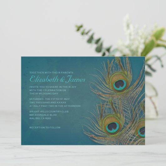 Peacock-feether-weddenschappen Kaart (Staand voorkant)